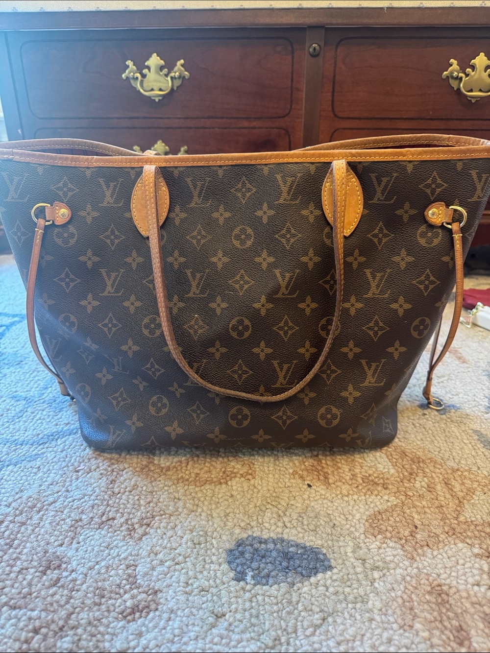 Louis Vuitton Monogram Canvas Tote with Tan Leather Trim - Picture 8 of 14